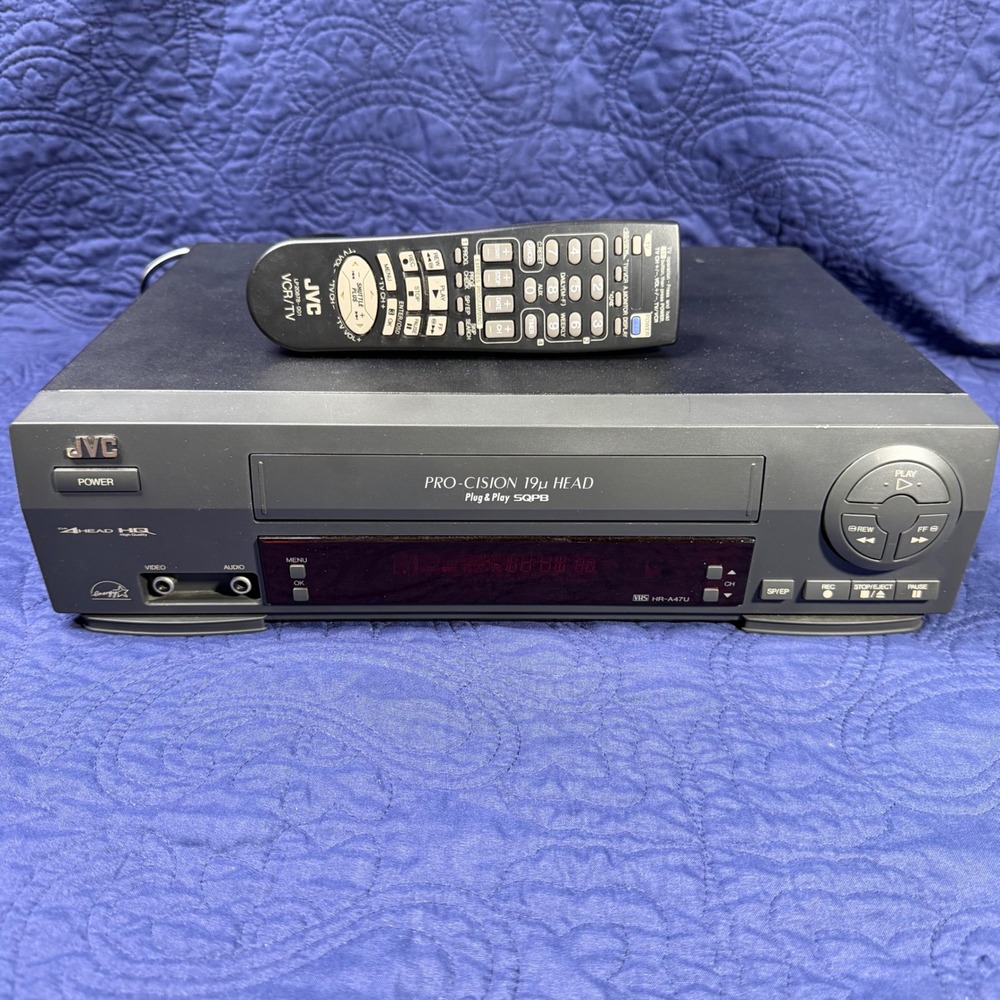 JVC HR-A47U VHS VCR Video Cassette Recorder 4-Head with OEM Remote Tested Works!